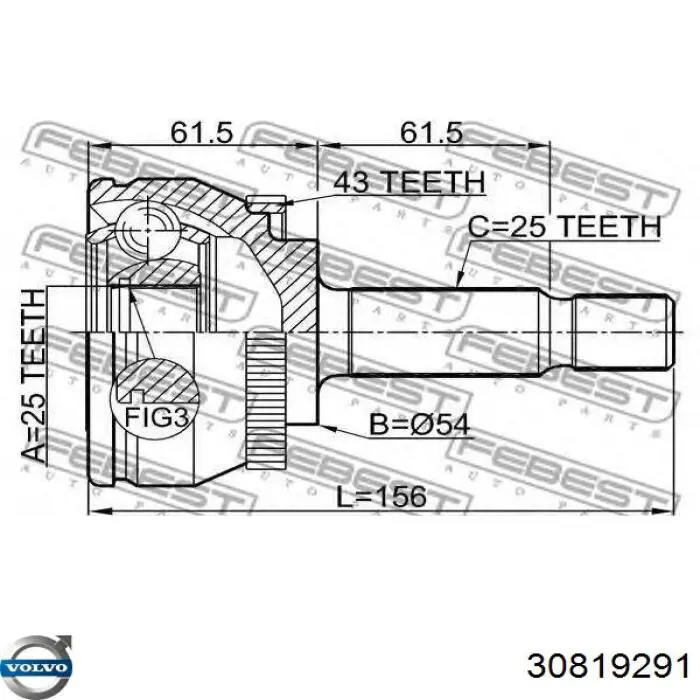 30819291 Volvo junta homocinética exterior delantera