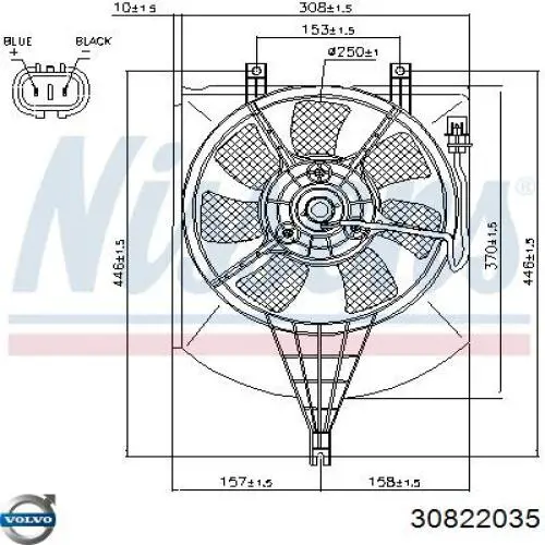  Difusor de radiador, ventilador de refrigeración, condensador del aire acondicionado, completo con motor y rodete para Volvo V40 VW