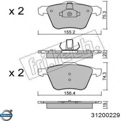 31200229 Volvo pastillas de freno delanteras