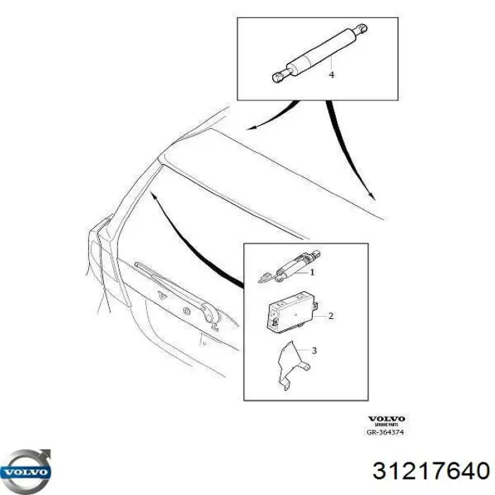 31217640 Volvo amortiguador de maletero