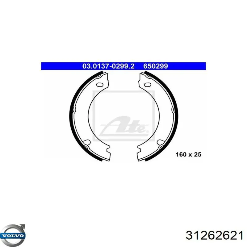 31262621 Volvo juego de zapatas de frenos, freno de estacionamiento