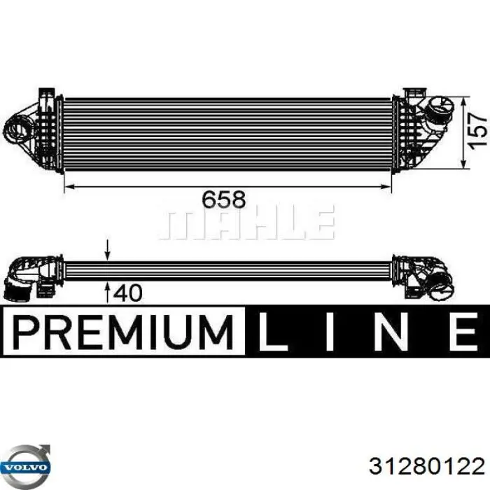 31280122 Volvo radiador de aire de admisión