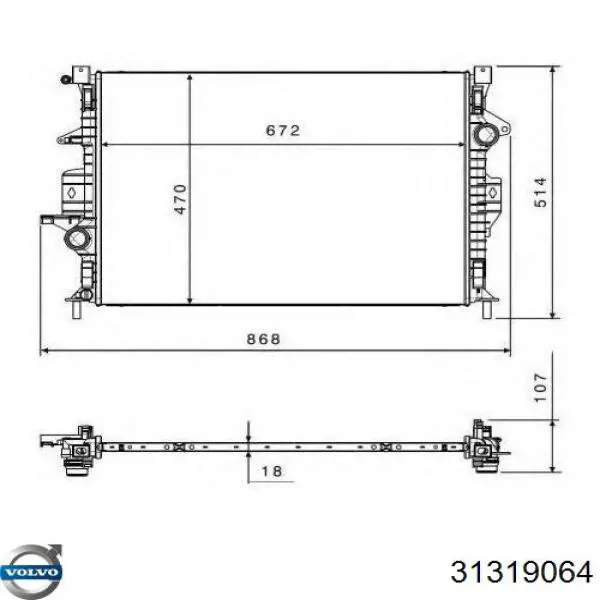 31319064 Volvo radiador refrigeración del motor