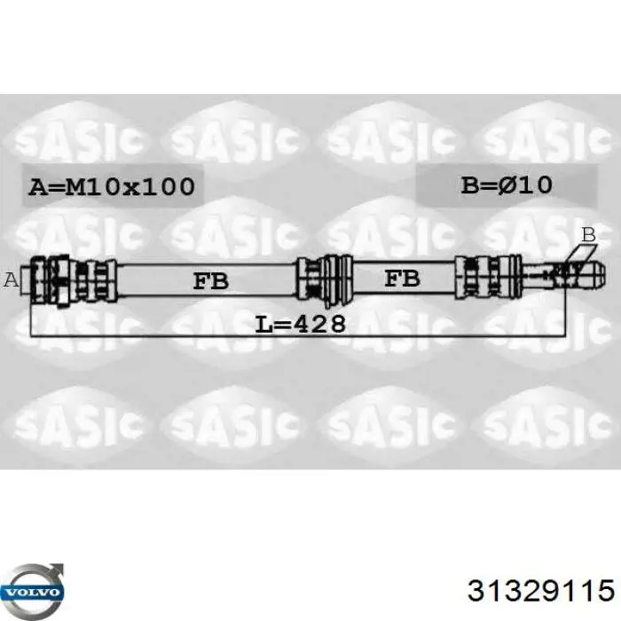 31329115 Volvo tubo flexible de frenos trasero