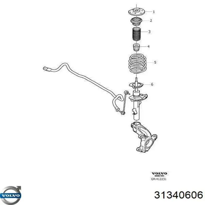 31340606 Volvo soporte amortiguador delantero