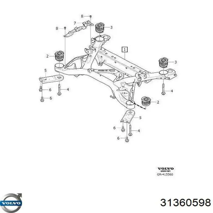  Cojin De Viga Trasera para Volvo V90 2 