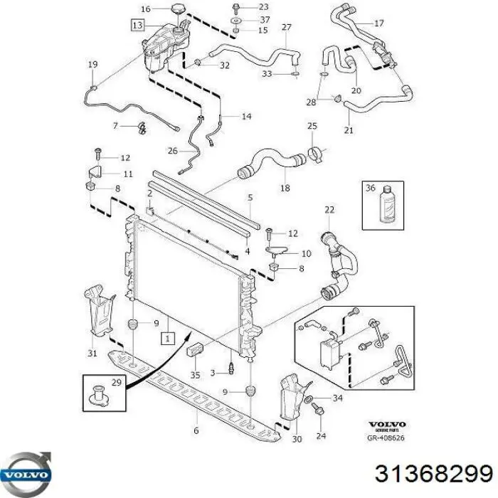 31368299 Volvo radiador refrigeración del motor