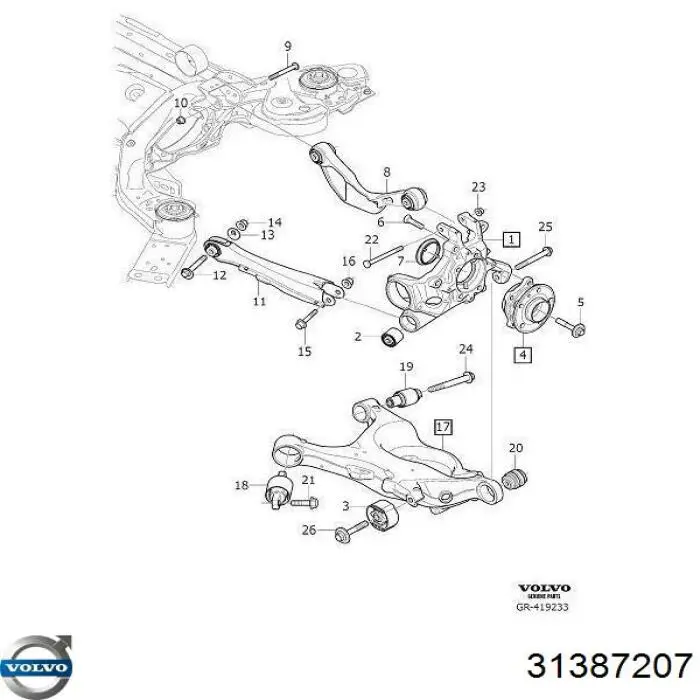 31387207 Volvo brazo de suspension trasera