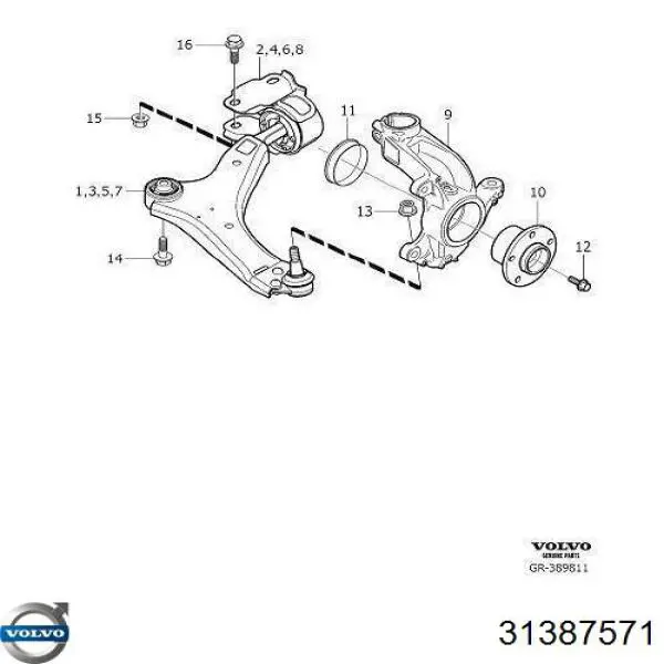 31387571 Volvo silentblock de suspensión delantero inferior