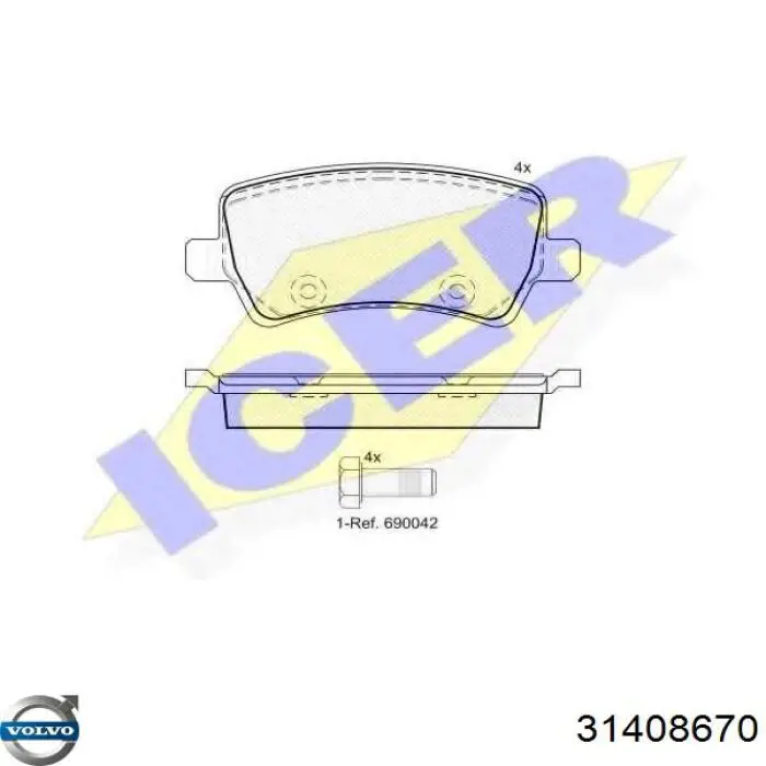 31408670 Volvo pastillas de freno traseras