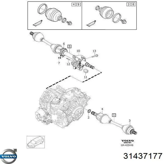 31437177 Volvo cojinete, palier, eje delantero