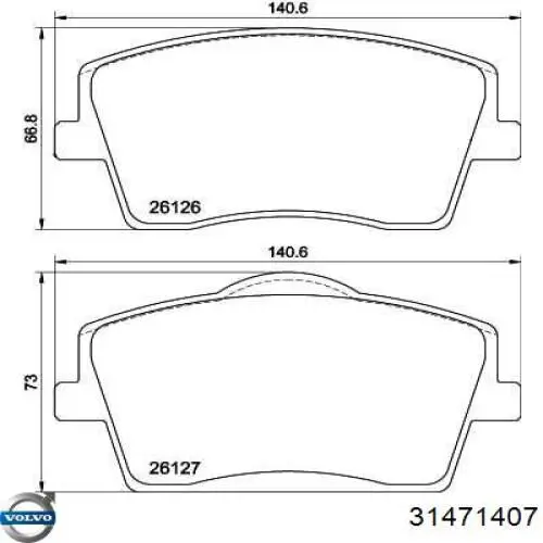 31471407 Volvo pastillas de freno delanteras