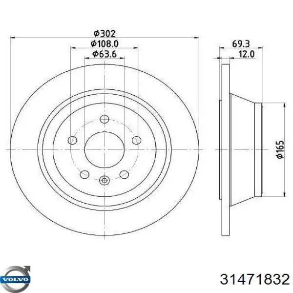 31471832 Volvo disco de freno trasero