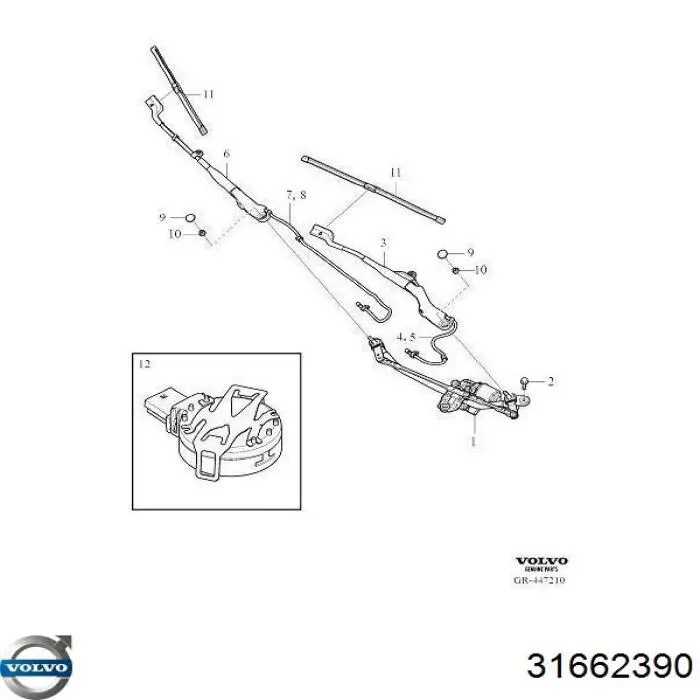 31662390 Volvo juego de limpiaparabrisas de luna delantera, 2 piezas