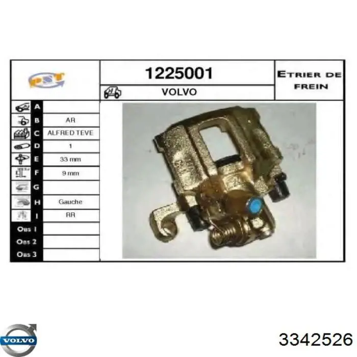  Pinza de freno trasera izquierda para Volvo 440 445