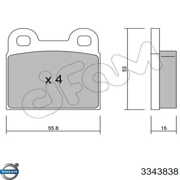 3343838 Volvo pastillas de freno traseras