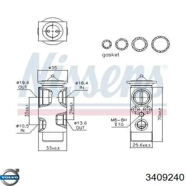 3409240 Volvo válvula de expansión, aire acondicionado