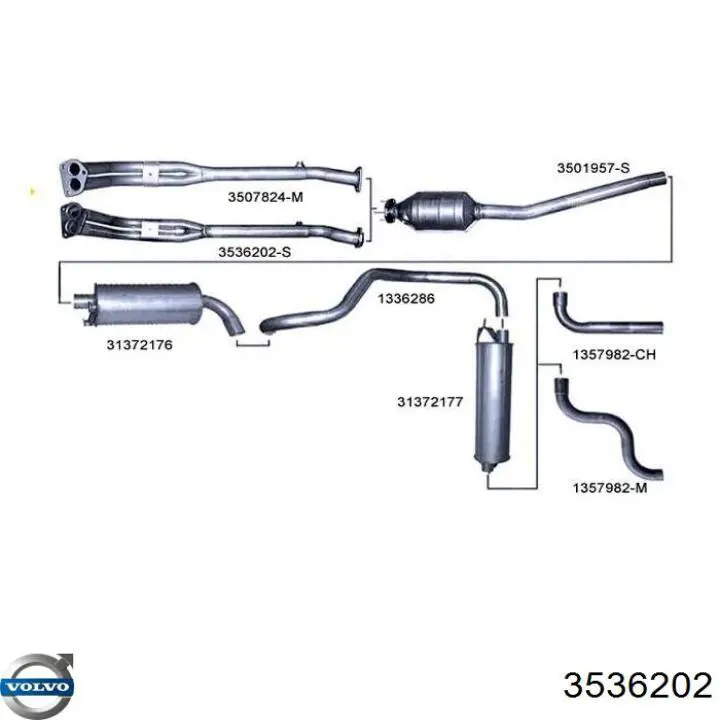 3536202 Volvo tubo de admisión del silenciador de escape delantero