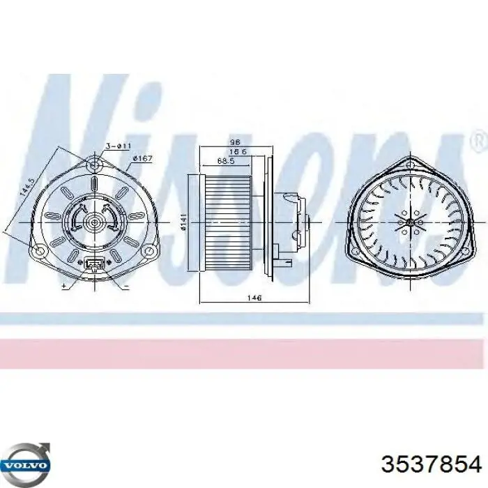 3537854 Volvo motor eléctrico, ventilador habitáculo