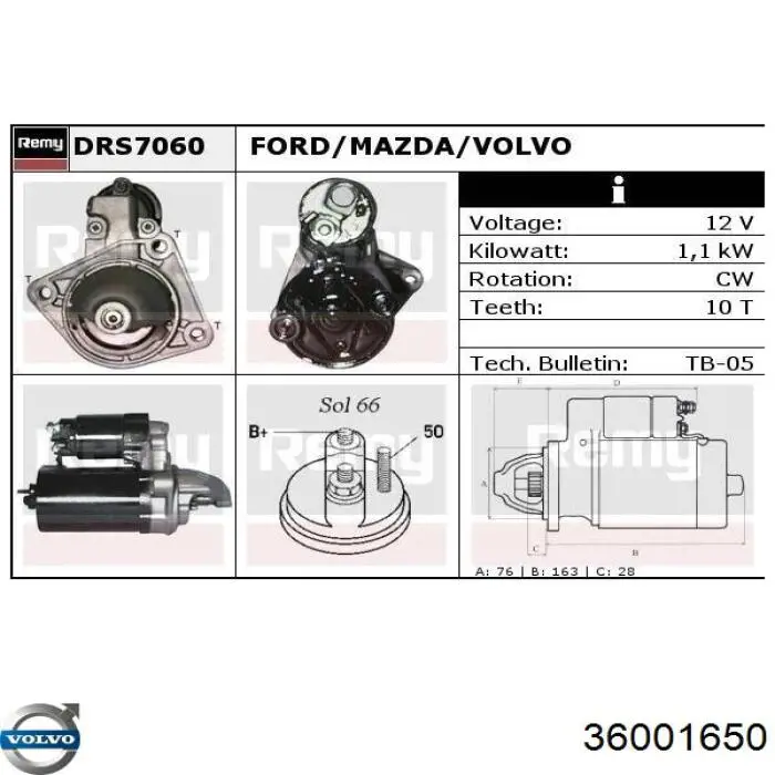 36001650 Volvo motor de arranque