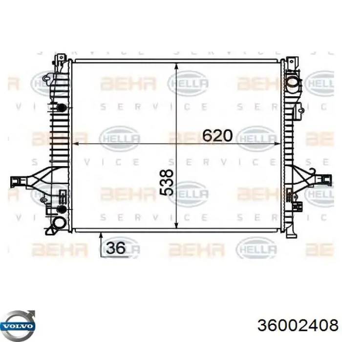 36002408 Volvo radiador refrigeración del motor