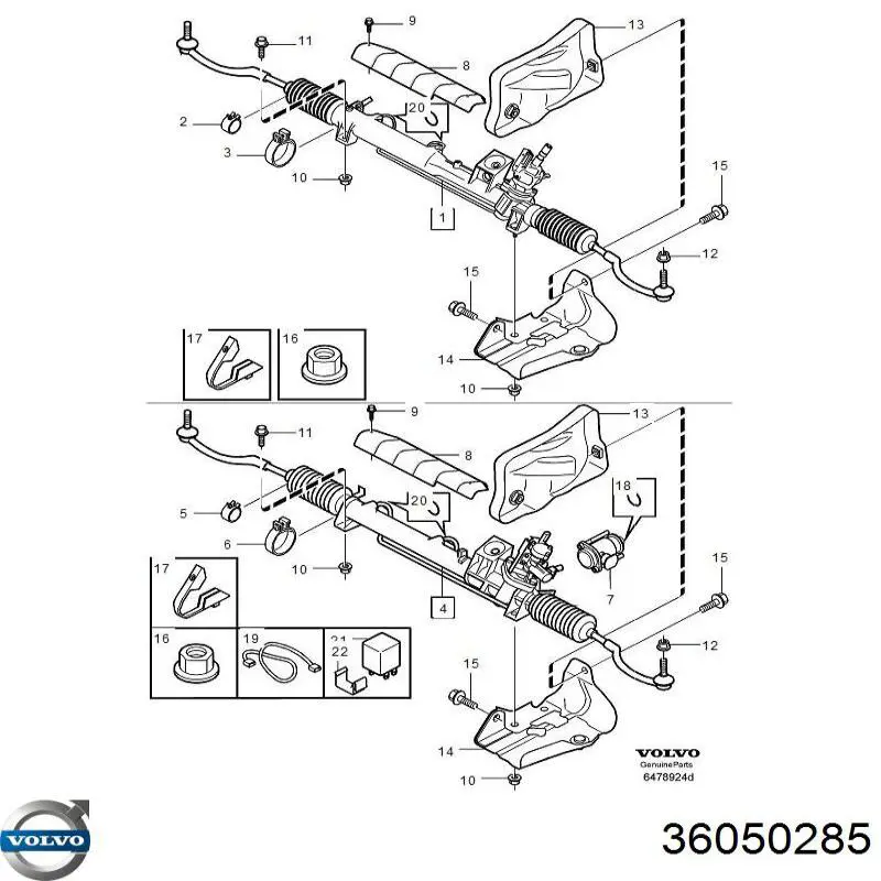 36050285 Volvo cremallera de dirección