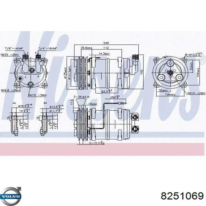 8251069 Volvo compresor de aire acondicionado