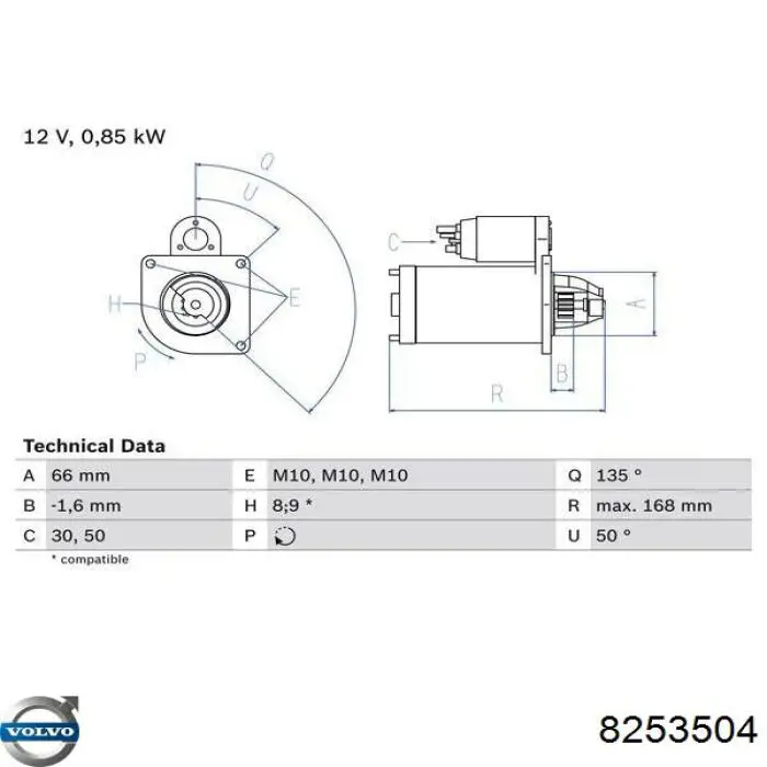 8253504 Volvo motor de arranque