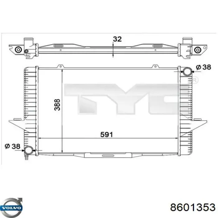 8601353 Volvo radiador refrigeración del motor