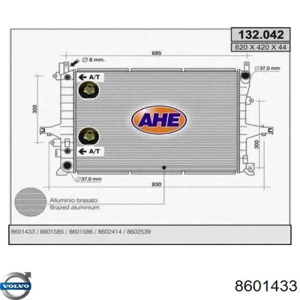 8601433 Volvo radiador refrigeración del motor