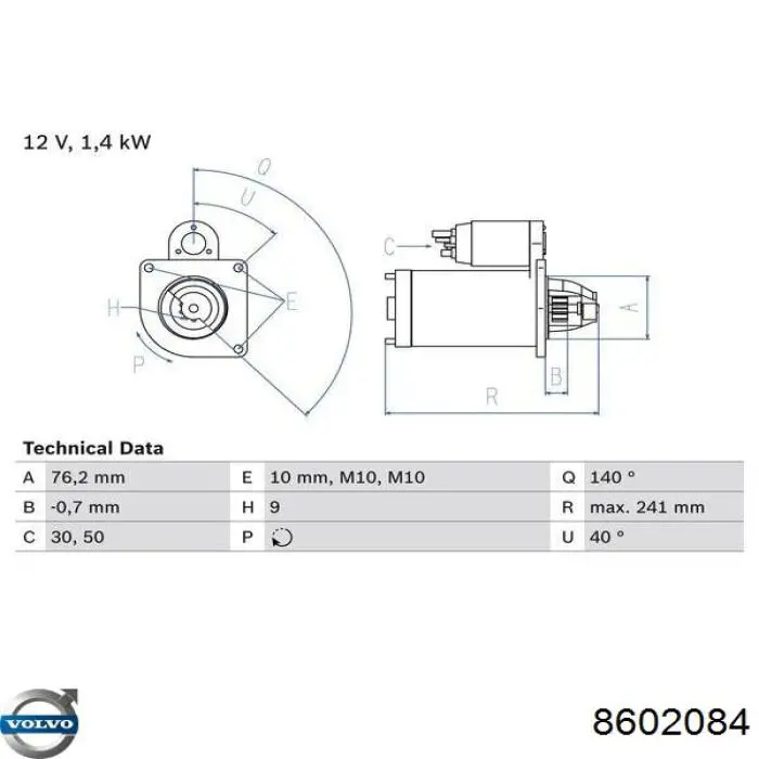 8602084 Volvo motor de arranque