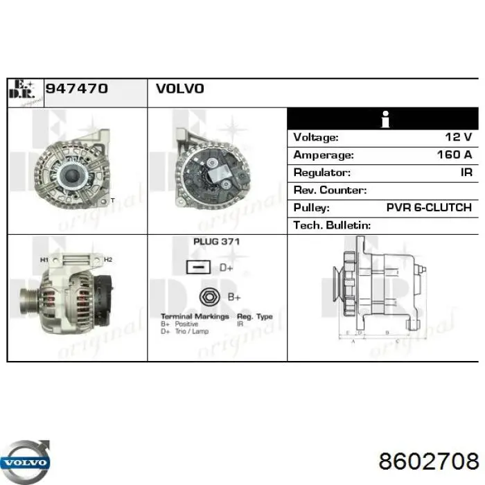 8602708 Volvo alternador