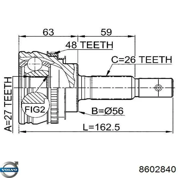 8602840 Volvo trípode, árbol de transmisión