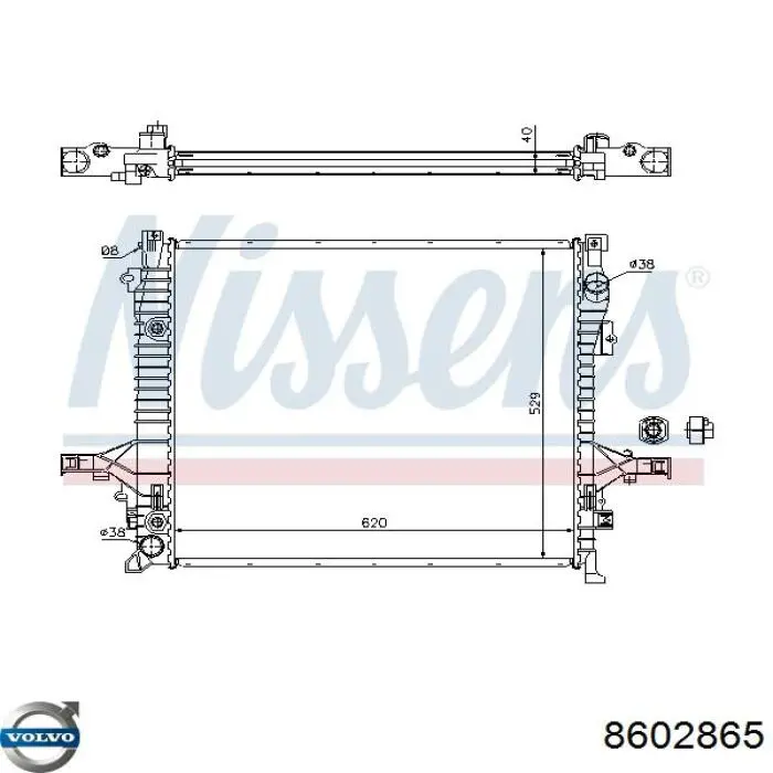 8602865 Volvo radiador refrigeración del motor