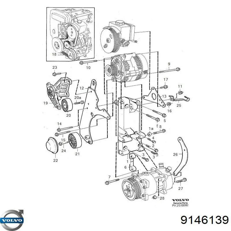 9146139 Volvo polea inversión / guía, correa poli v