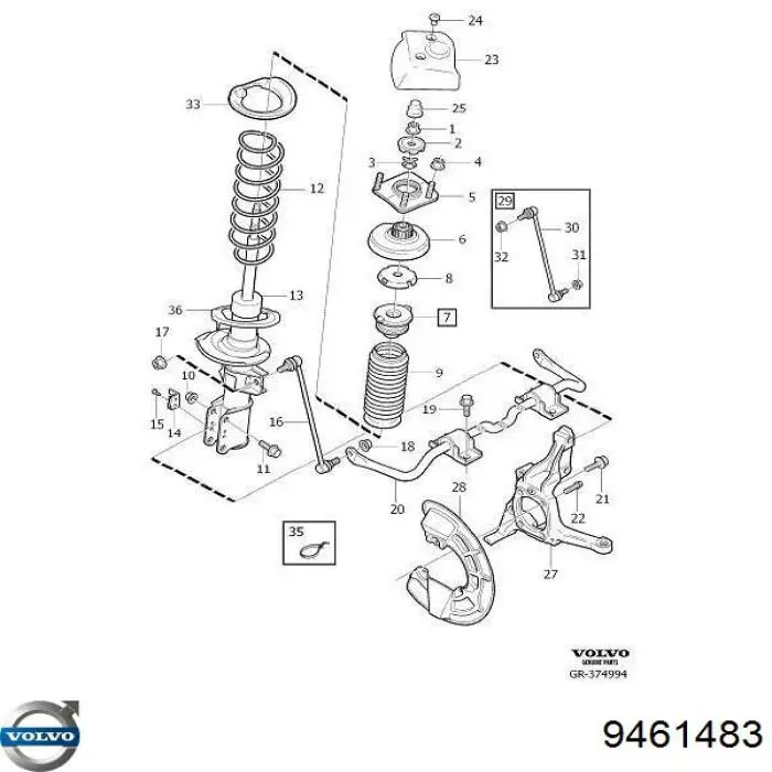 9461483 Volvo estabilizador delantero