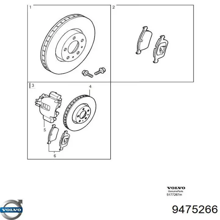 9475266 Volvo freno de disco delantero