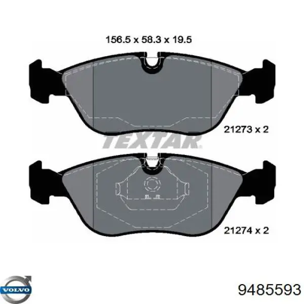 9485593 Volvo pastillas de freno delanteras