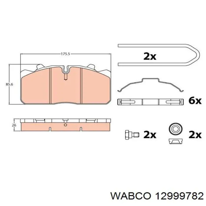 12999782 Wabco pastillas de freno delanteras