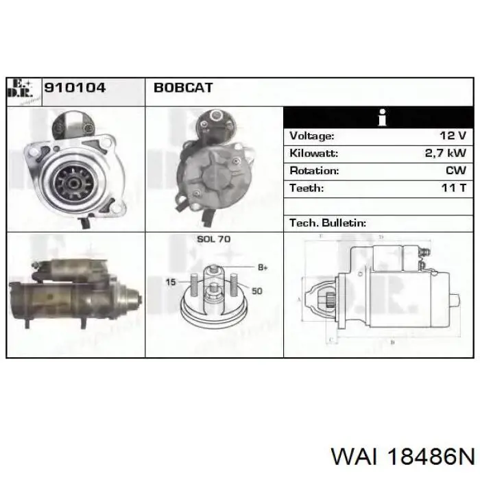 18486N WAI motor de arranque