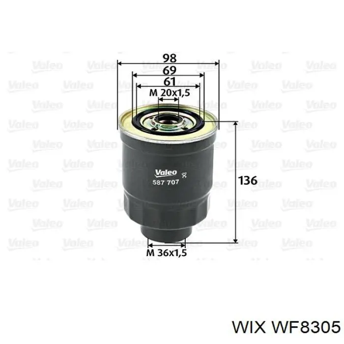 WF8305 WIX filtro combustible