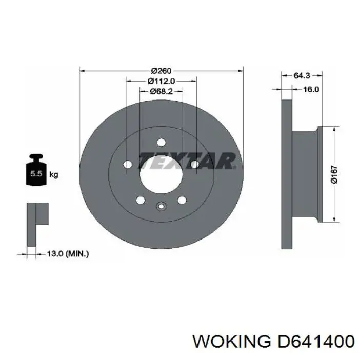 D641400 Woking freno de disco delantero