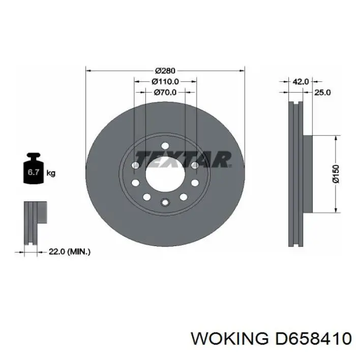 D658410 Woking freno de disco delantero