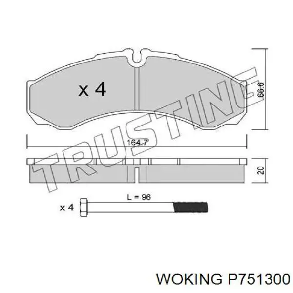 P751300 Woking pastillas de freno traseras