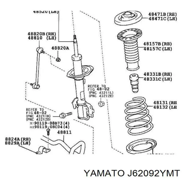 J62092YMT Yamato soporte de barra estabilizadora delantera