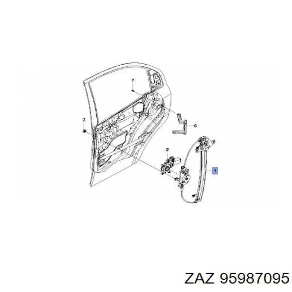 95987095 ZAZ mecanismo de elevalunas, puerta delantera izquierda
