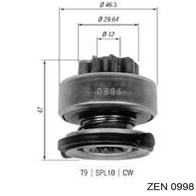 0998 ZEN bendix, motor de arranque