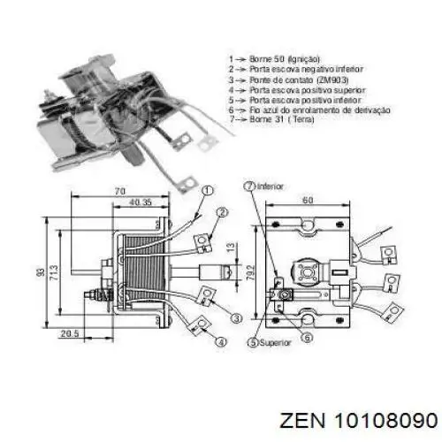 10108090 ZEN bendix, motor de arranque