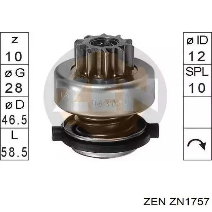 ZN1757 ZEN bendix, motor de arranque