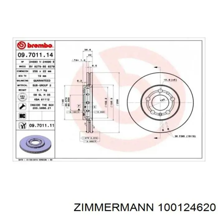 100124620 Zimmermann freno de disco delantero